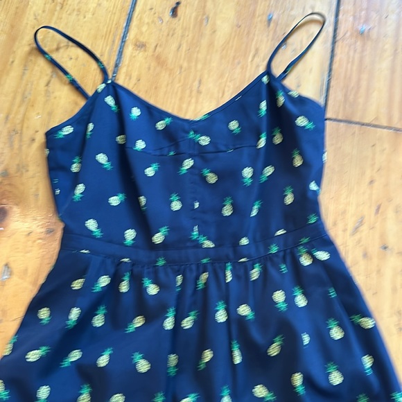 Size 2 spaghetti strap, J.Crew navy dress with pineapples - Picture 2 of 5